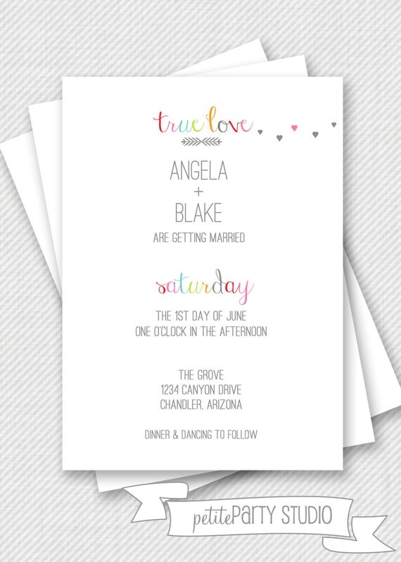 PARTY PRINTABLE - Vintage Modern Wedding or Bridal Shower Invitation - Petite Party Studio Il_570xn