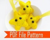Felt Stars Sewing pattern - PDF ePATTERN Christmas Ornament Happy Face Stars Instant Download A655 Il_170x135