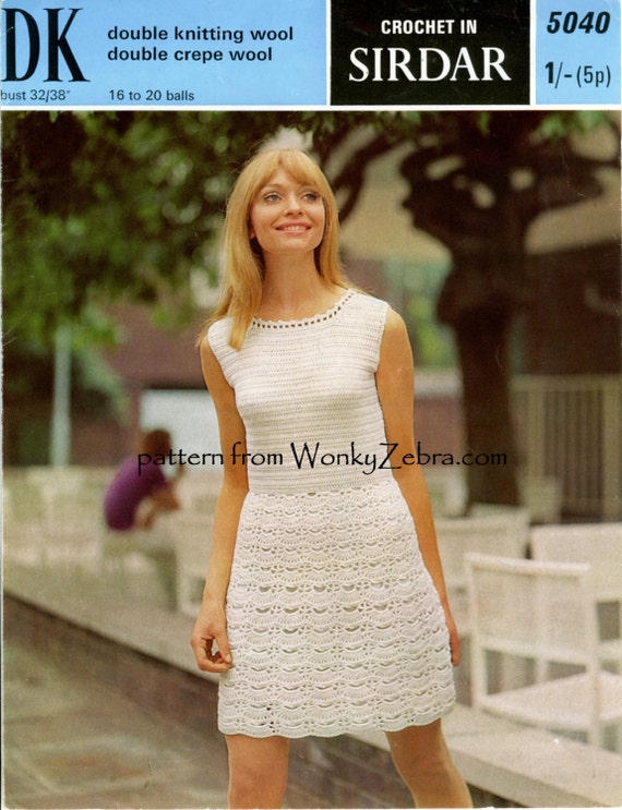 Items similar to Vintage Crochet Dress Pattern PDF 088 Dress from