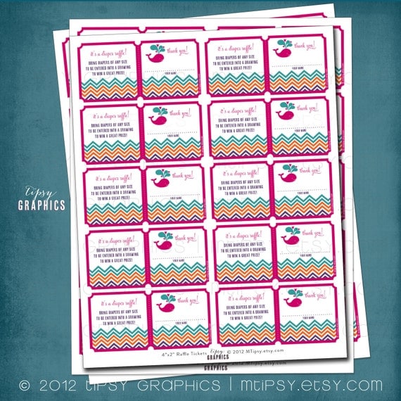 Under the Sea. Whale Chevron Raffle Tickets by Tipsy Graphics. Bring a Book. Diaper Raffle. Il_570xn