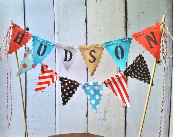 Cake Bunting Smash Cake topper custom colored hand painted fabric flags Personalized Il_570xn