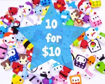 Ten Keychains for Ten Dollars - Food Keychain, Kawaii Keychain, Felt Food, Animal Keychain, Stocking Stuffer