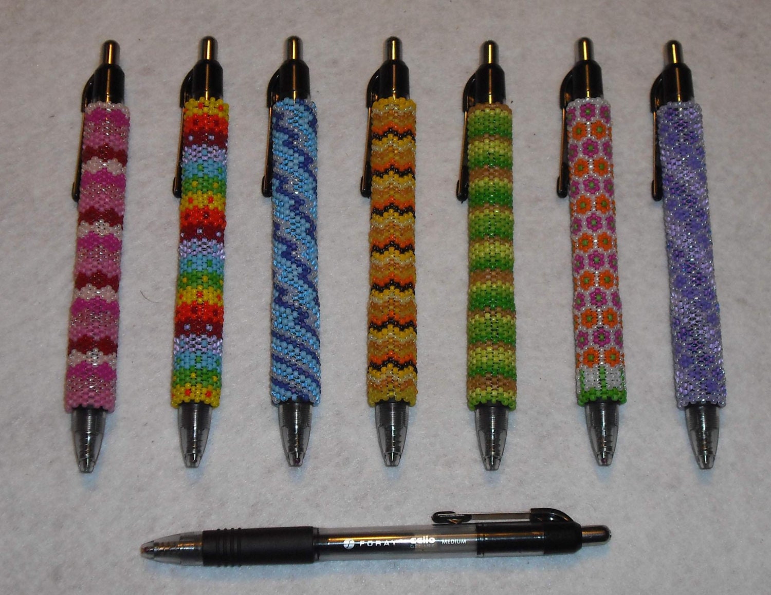 Beaded Writing Pen Peyote Stitch Delica Czech Glass Seed Beads