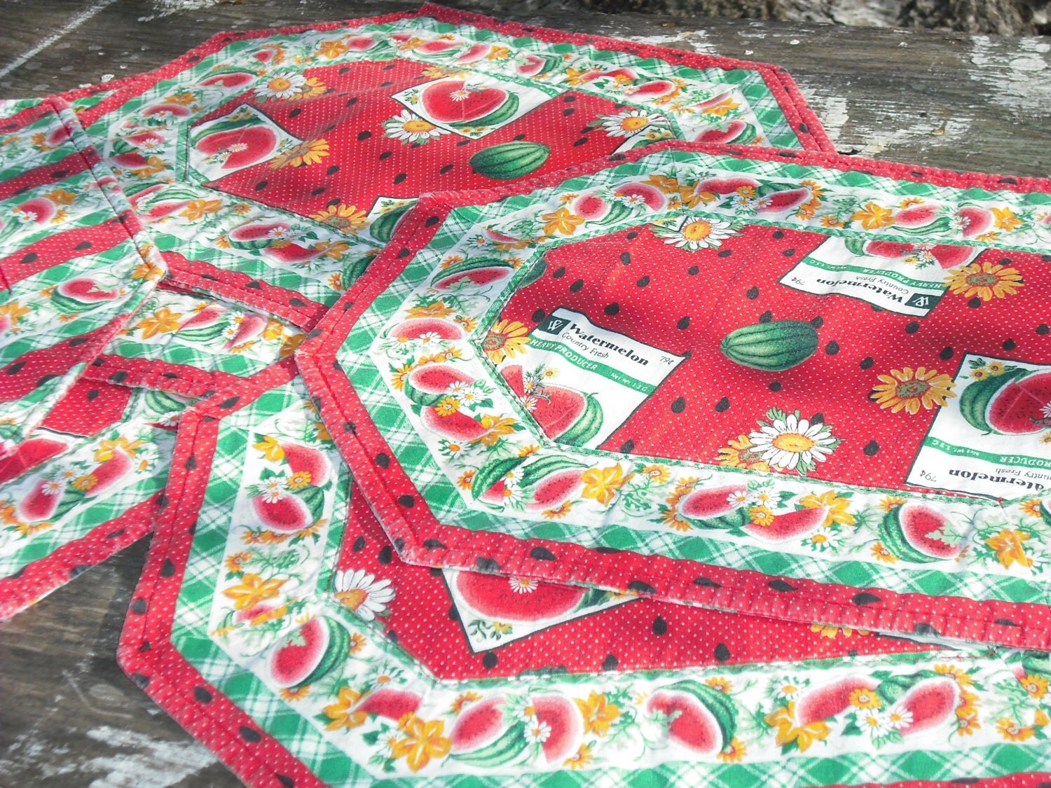 Custom Listing for TTV Quilted Retro Watermelon Placemats