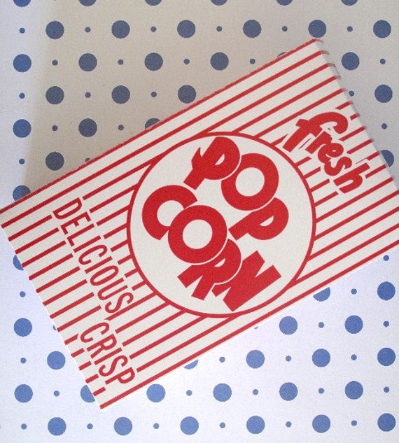 12 Vintage Retro Popcorn Box Closed Top: Party, Birthday, Wedding, Movie, Carnival, Circus, Baseball, Sports