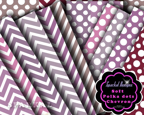 Chevron Pink DIGITAL PAPER, Pink Wedding Printable Paper, pink, brown Chevrons Polkadot Paper Instant Download Scrapbooking Use Il_570xn