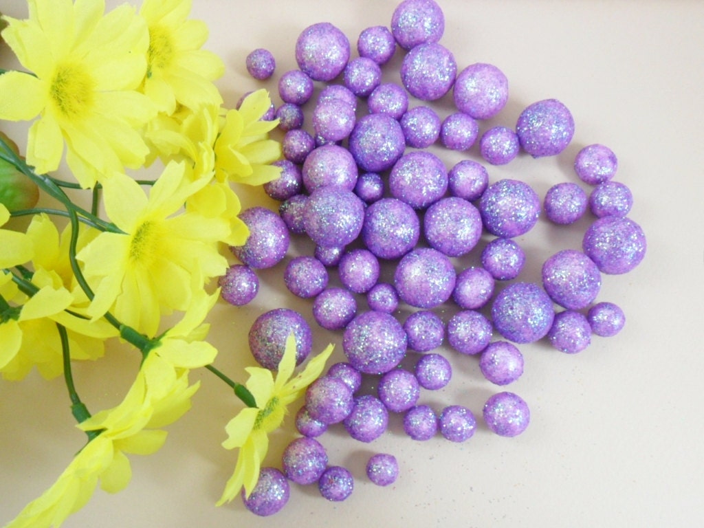 Glitter Balls Pastel Purple Styrofoam Beads