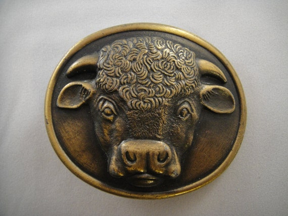 Cow Belt Buckle Malcolm Hereford Cows Cocktails 1975