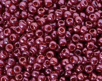 Seed Beads-11/0 Round-332 Gold Lustered Raspberry-Toho-16 Grams