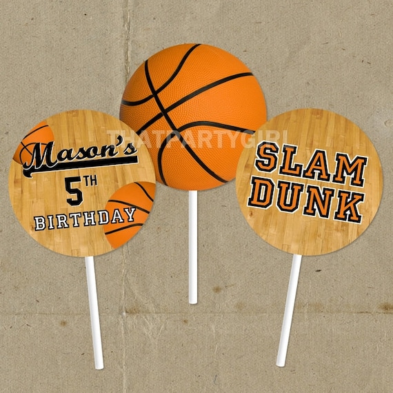 DIY Basketball Birthday Party Favor Tags Cup Cake Toppers