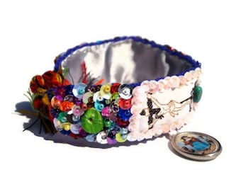 Cross scapular woven embroidered bracelet