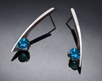 London blue topaz earrings, December birthstone, blue topaz, gemstone earrings, dangle earrings, artisan earrings, eco-friendly - 2458
