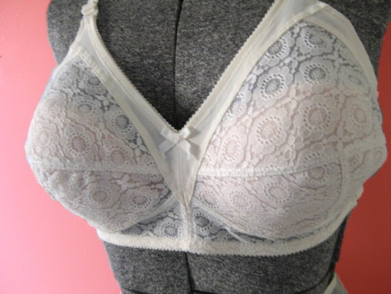 Vintage S Cream Ivory White Lace Bullet Bra Elegant Pinup | Hot Sex Picture