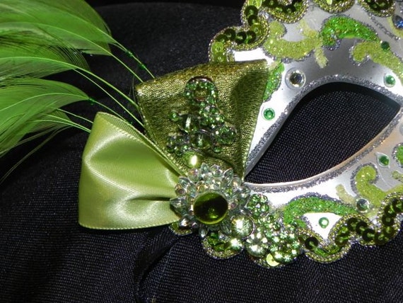 Feather Masquerade Mask In Shades Of Green By Thecraftychemist07