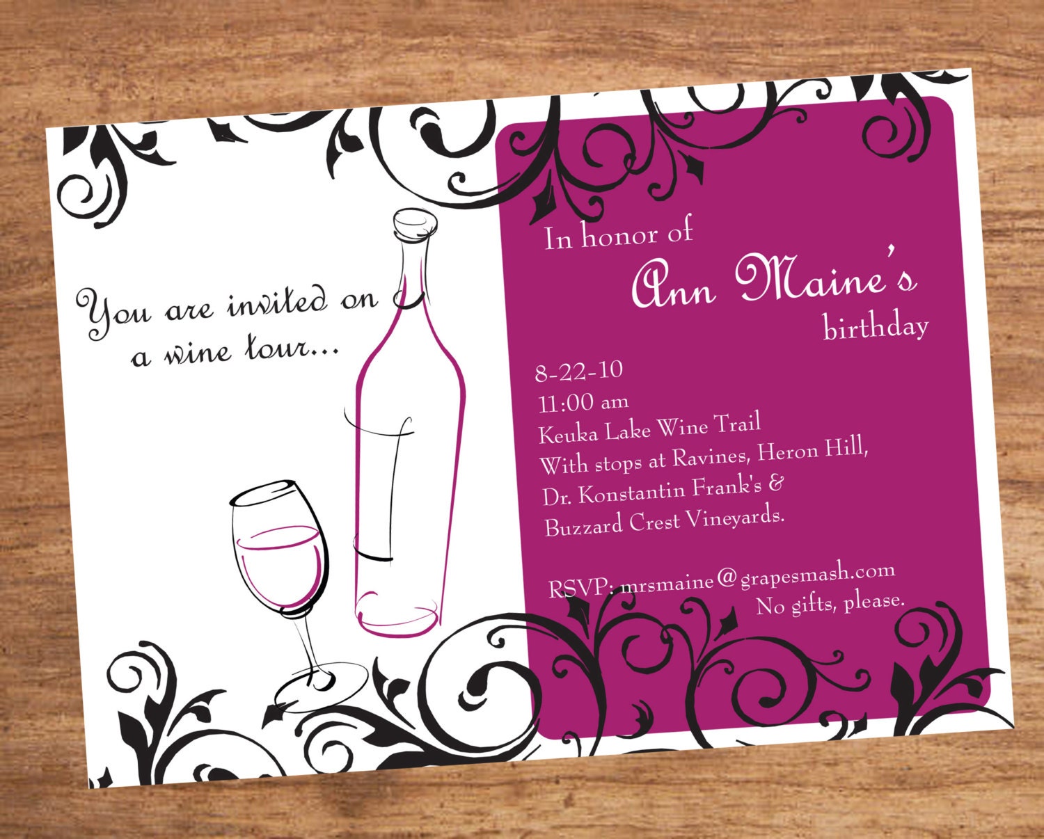 Wine Party Invitation Digital File You Print
