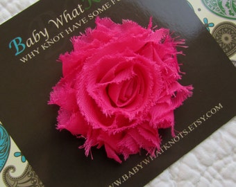 Pink Flower Hair Clip, Baby Shabby Chic Hair Clippies, Hot Pink Flower Barrette