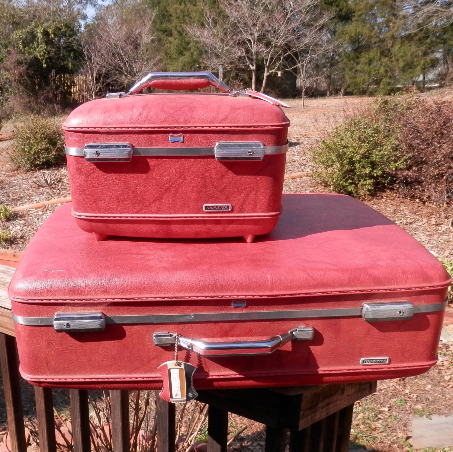 Vintage Red Luggage American Tourister Red by CraftItVintage