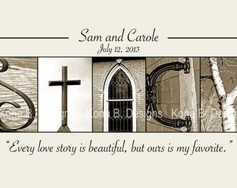 Alphabet Photography - Wedding Name Frame - Photo Letter Art - 10x20 Unframed
