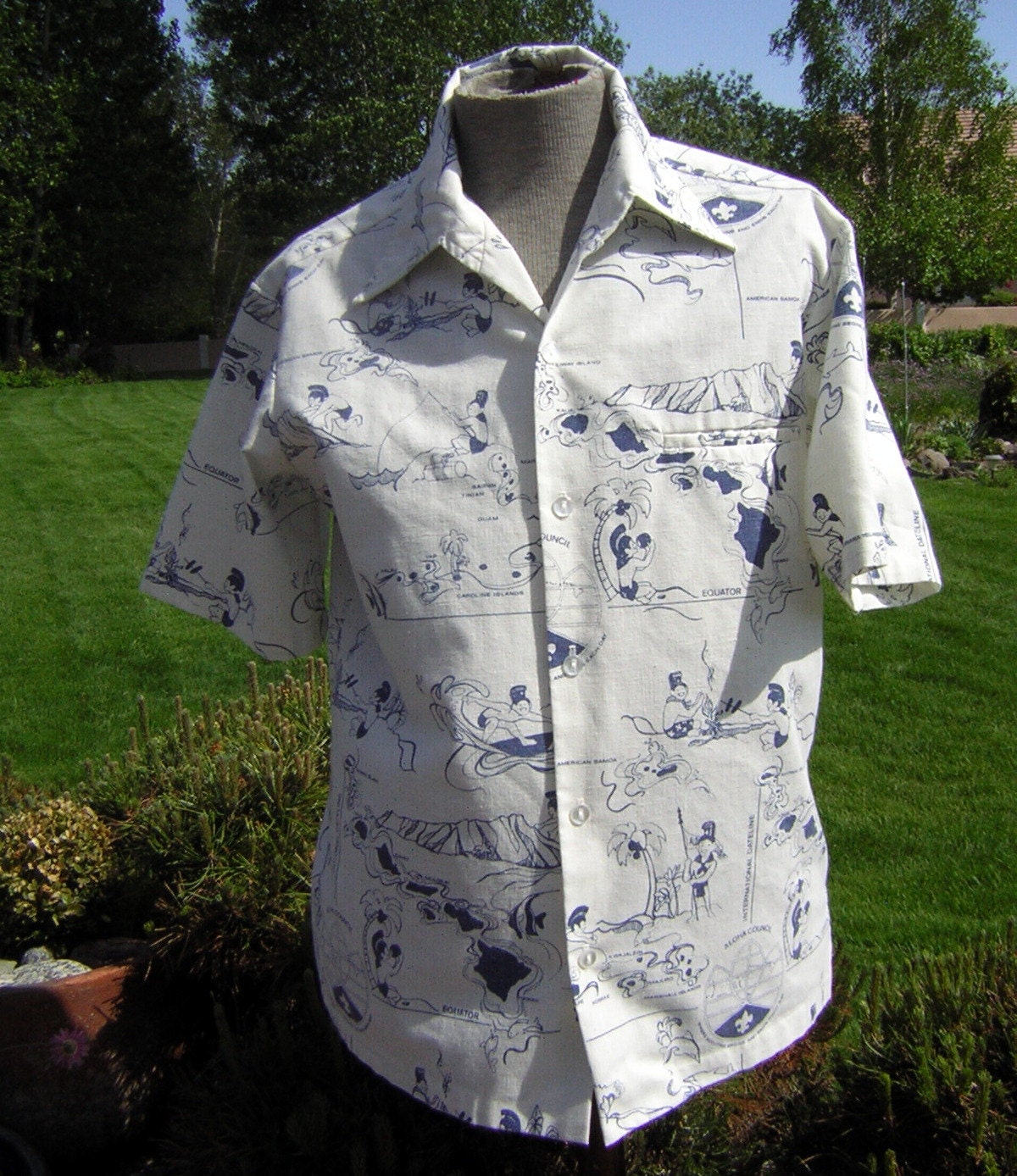 Vintage Boy Scouts Aloha Council Hawaiian Shirt Novelty