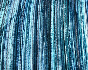 Aqua Swirls - Velvet Fabric with PinStripes Technique