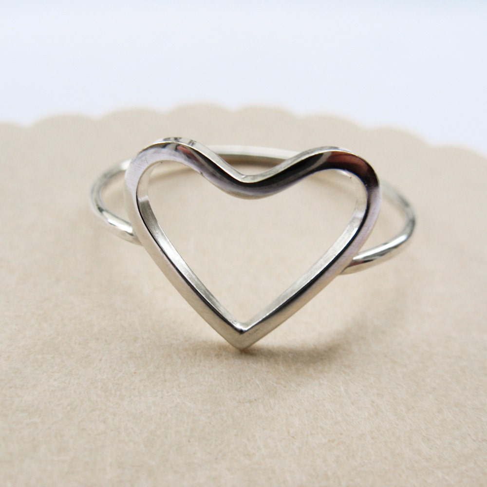 Open Heart Ring Sterling Silver Heart Promise Ring