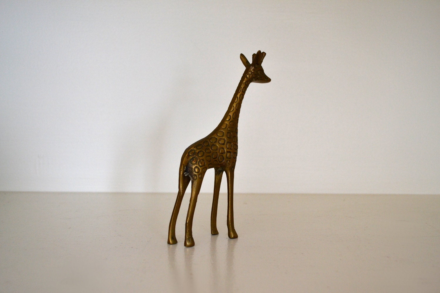 Vintage Brass Giraffe Bookends Gold Tone Jungle Circus Zoo