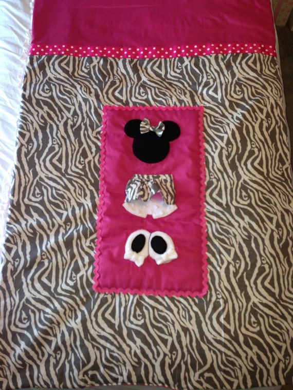 Minnie Mouse Zebra Print Crib Quilt by BetsysBabyBoutique19