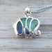 Mixed Sea Glass Elephant Locket Necklace Kelly Green And Cobalt Blue Combo