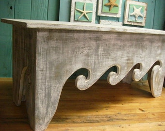 Waves Bench Coffee Table Beach House Decor - Assemble Yourself by CastawaysHall