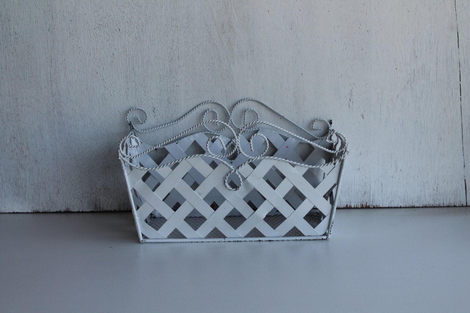 Beautiful White Metal Decorative Basket