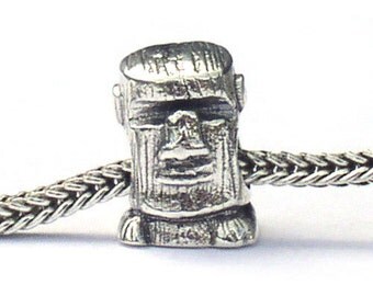 Easter Island Moai Statue Landmark Bead Sterling Silver LM033