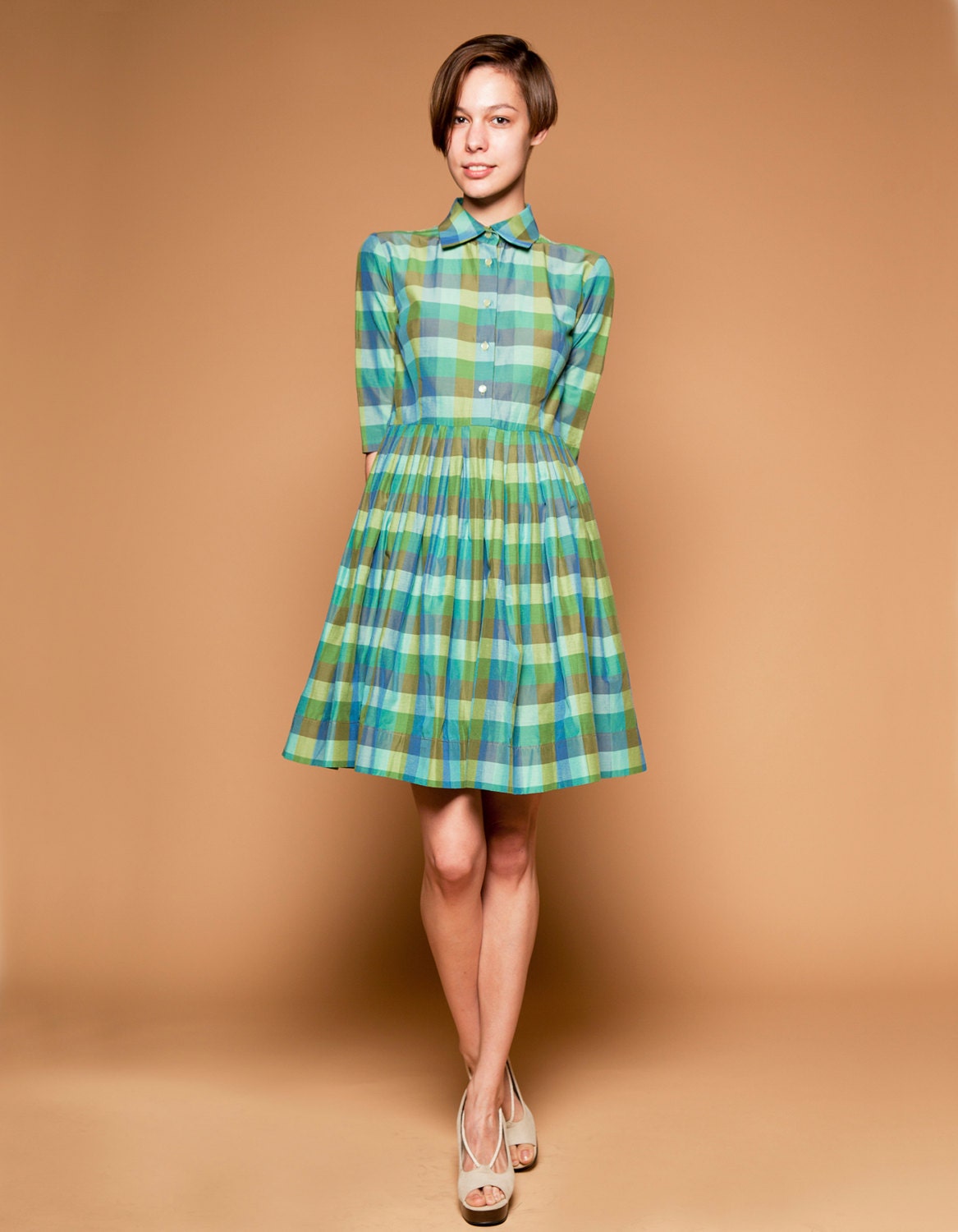 dark green tartan dress