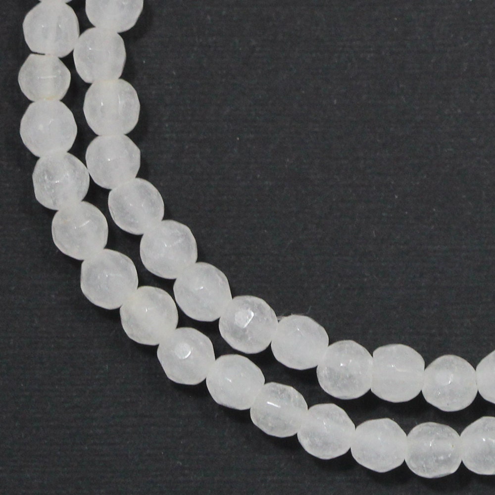 White Quartz Beads 4mm Faceted Round