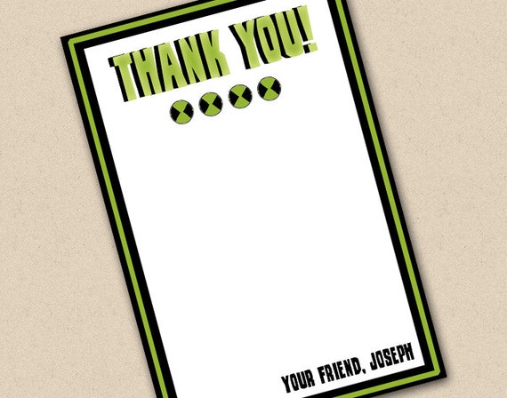 Ben 10 Themed Thank You Card Il_570xn