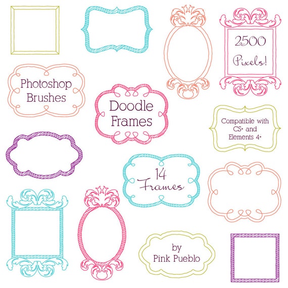 Doodle Frames Photoshop Brushes Doodle Borders by PinkPueblo