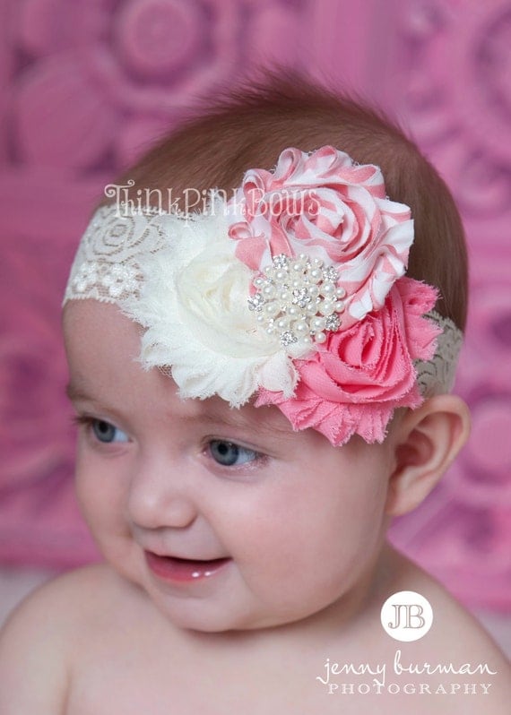 Baby HeadbandNewborn Headband Baby girl by ThinkPinkBows on Etsy