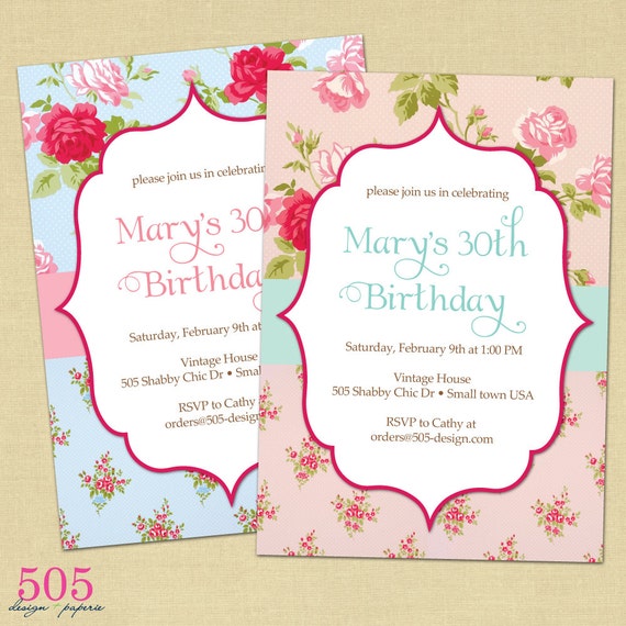 Shabby Chic Invitation - Printed or Printable Vintage Inspired Invitation by 505 Design, Inc Il_570xn