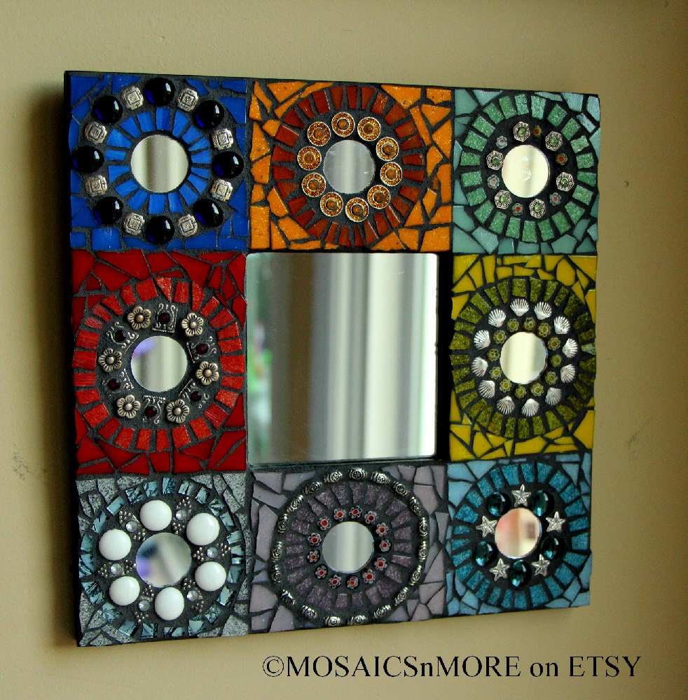 Colorful Mosaic Mirror Fine Art Wall Hanging HANDMADE BY ME