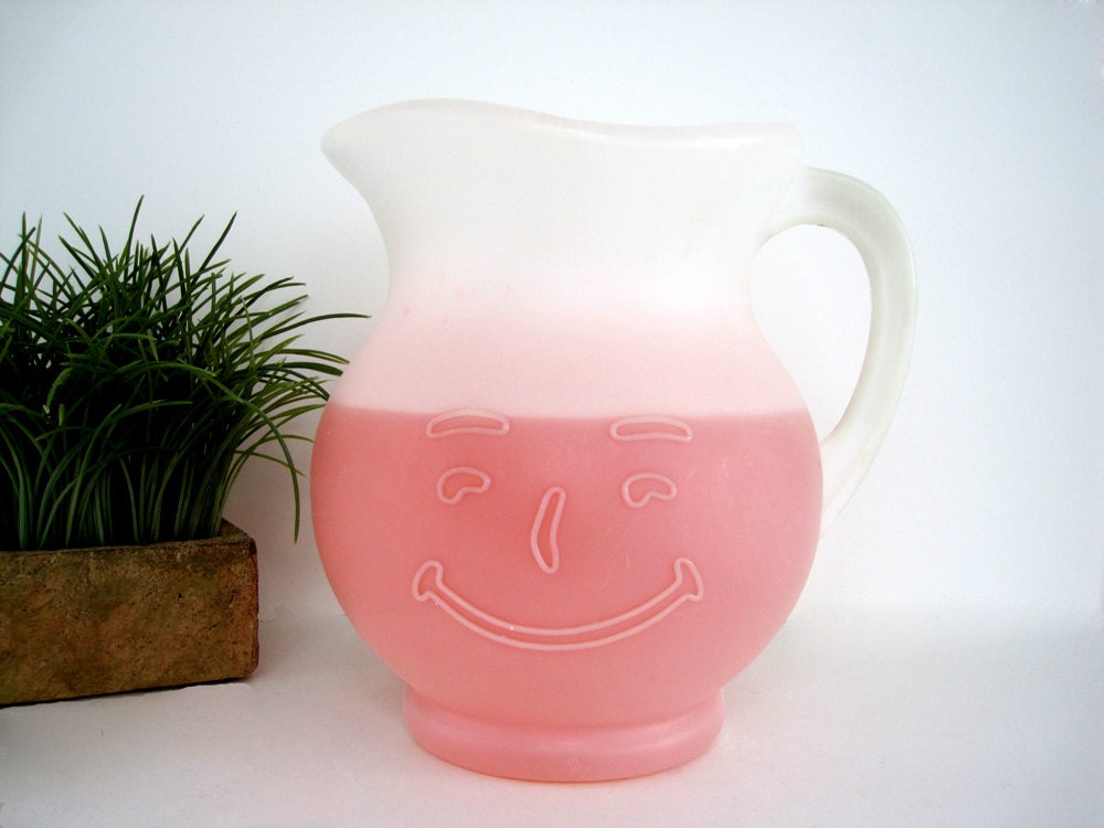 Vintage Kool Aid Pitcher White Smiling Face 1984 and Clear