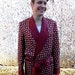 Vintage 1950s STATE-O-MAINE burgundy / red satin smoking robe / housecoat, one size fits all