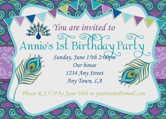 Peacock Birthday Party Invitations 9