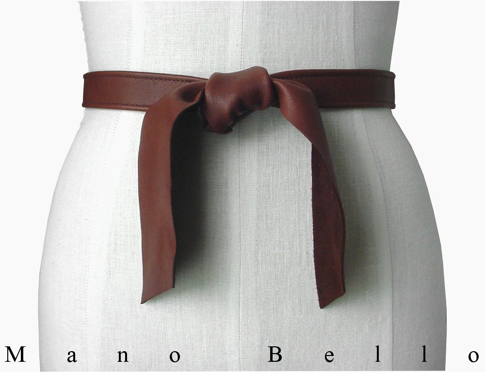 Soft Leather Tie Belt Leather Coat Belt Favorite Skinny