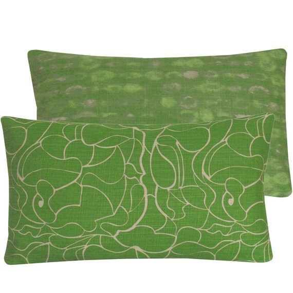 Lumbar Pillow Cover Green Pillow by ChloeandOliveDotCom on Etsy