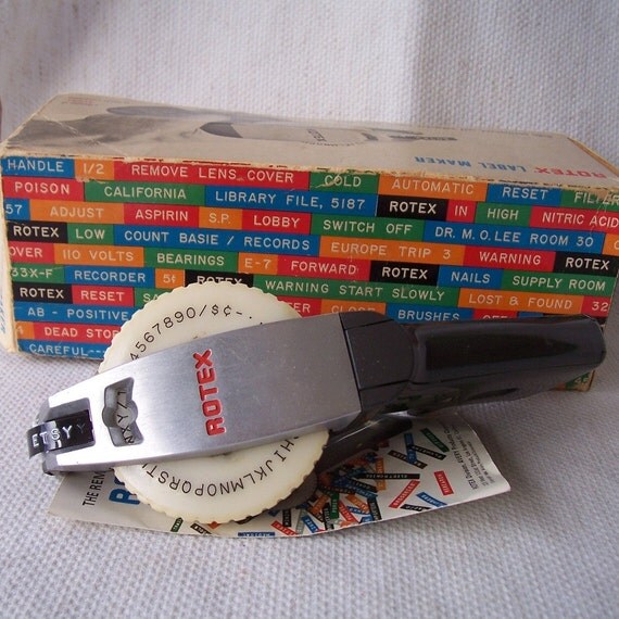 Vintage Rotex label maker by Avery model 6E in original