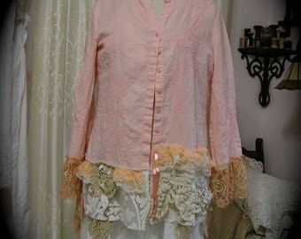 Shabby Pink Blouse, refashioned altered upcycled clothing, shabby shirt ...