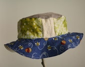 Baby reversible sun hat: eco friendly, upcycled, OOAK