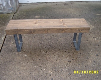 entryway bench, bench, furniture, tv stand, coffee table, dining table, wood furniture, mudroom bench, hallway bench, steel legs, metal legs