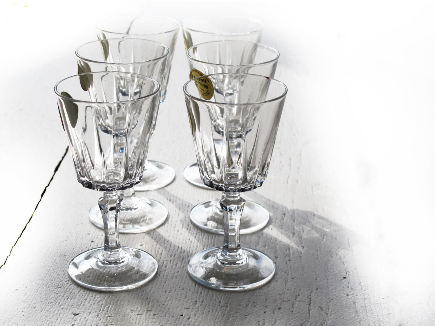 set of 6 vintage french Crystal Wine Glasses Appetizer Glass