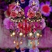 Hand Painted Rose Chandelier Earrings- Renaissance Rose, Amethyst Jewels and Glass Pearls Ornate Victorian Jewelry-MTO