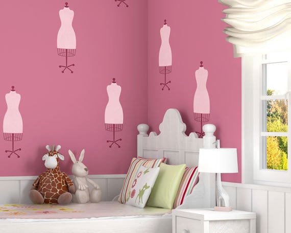 a mural bedroom wall to how in paint a Form Craft Painted Wall Dress Mural for Vintage Funky Stencils